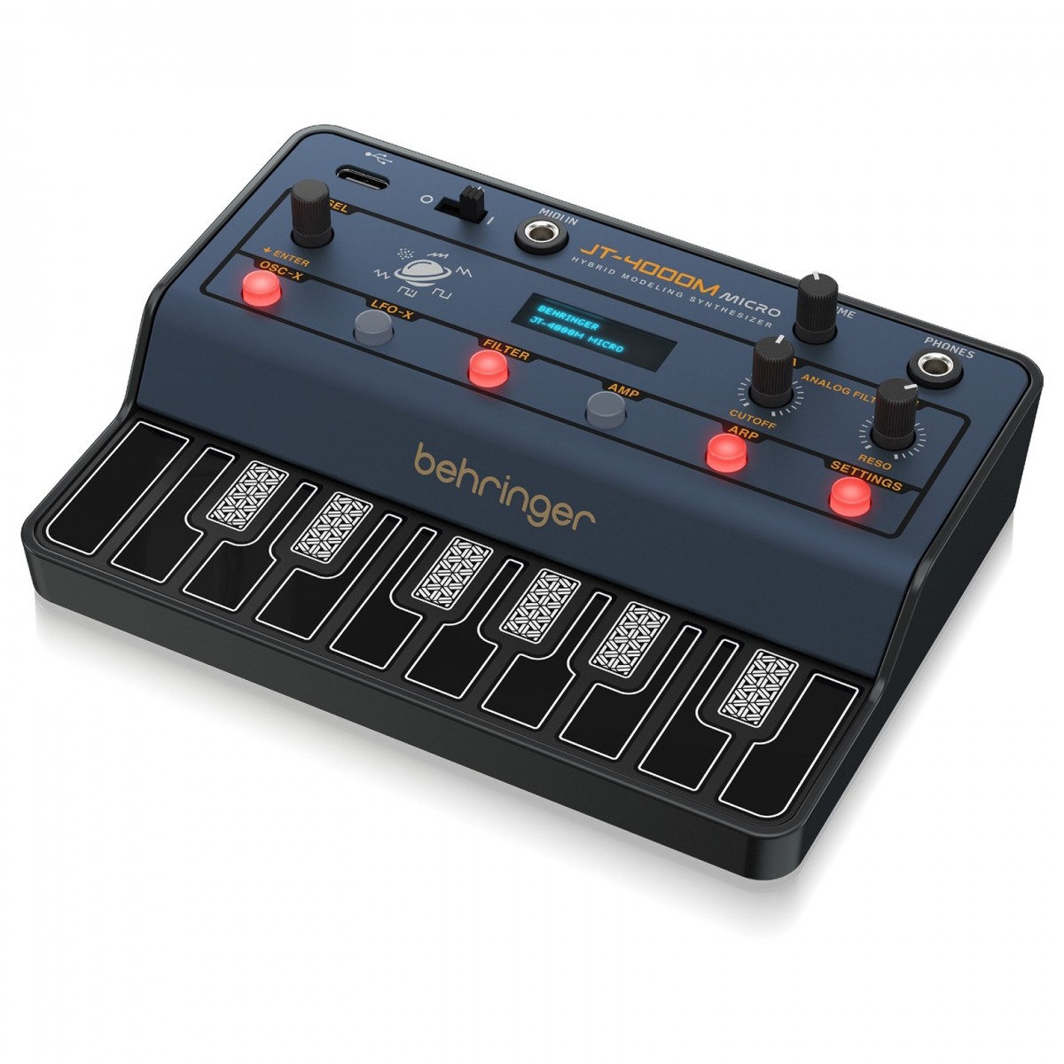 BEHRINGER JT-4000M MICRO SINTETIZZATORE 4 VOCI MIDI 2 OSCILLATORI 16 TASTI DINAMICI