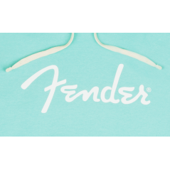 Fender Spaghetti Logo Hoodie, Daphne Blue, S - FELPA FENDER LOGO SPAGHETTI