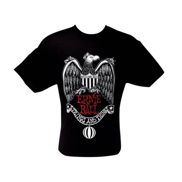 ERNIE BALL 4804 T SHIRT NERA LOGO VINTAGE ORANGE "STRINGS AND THINGS" TAGLIA M