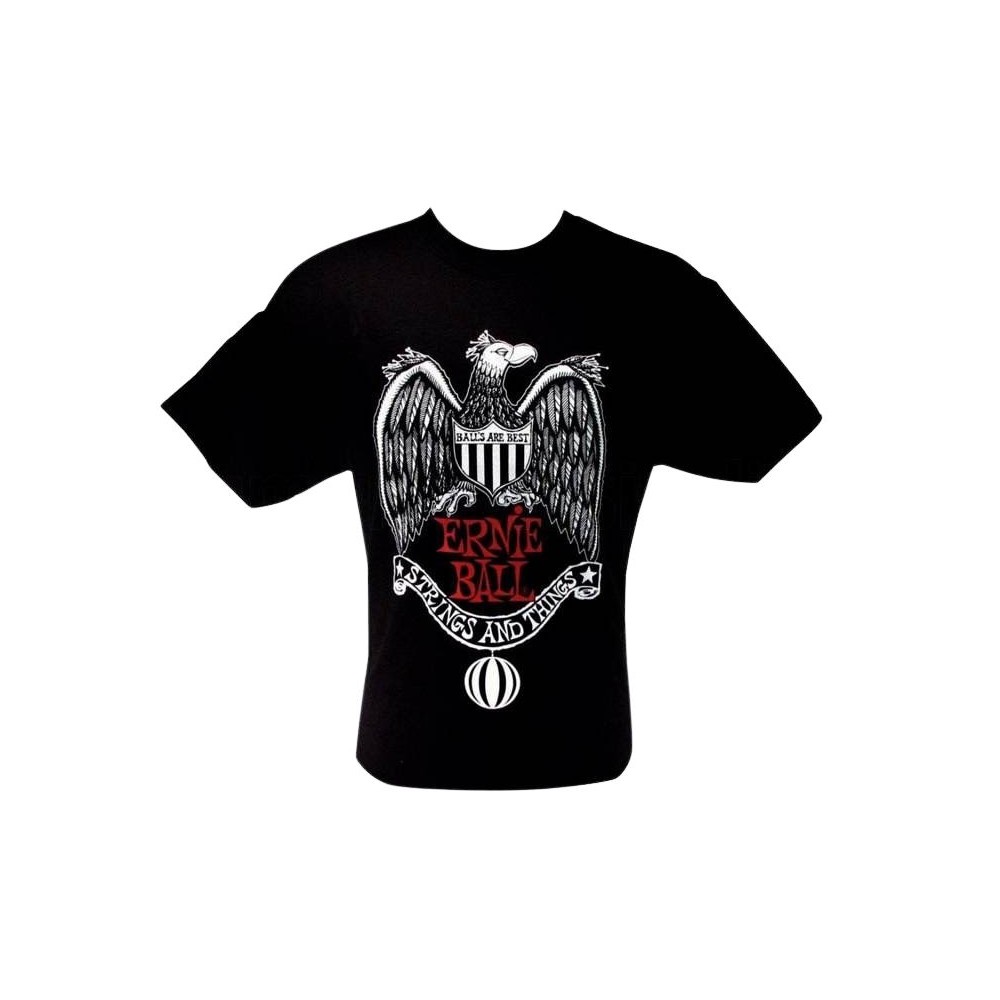 ERNIE BALL 4803 T SHIRT NERA LOGO VINTAGE ORANGE "STRINGS AND THINGS" TAGLIA S