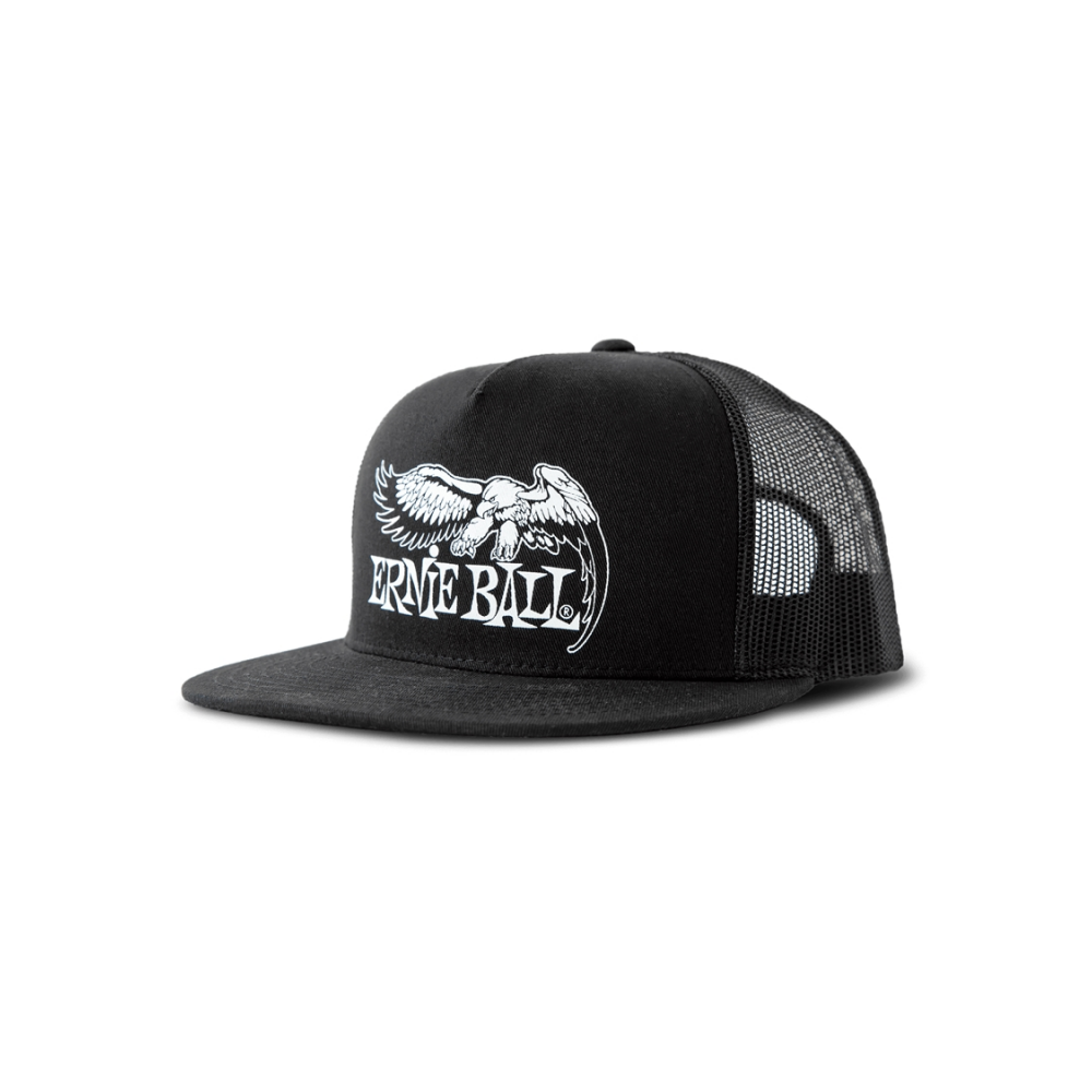 ERNIE BALL 4158 CAPPELLINO NERO CON LOGO AQUILA BIANCA SU SFONDO NERO