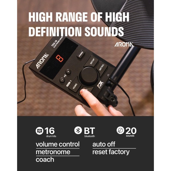 AROMA TDX-18 BATTERIA ELETTRONICA 8 PEZZI CON MODULO SONORO E RACK DI MONTAGGIO