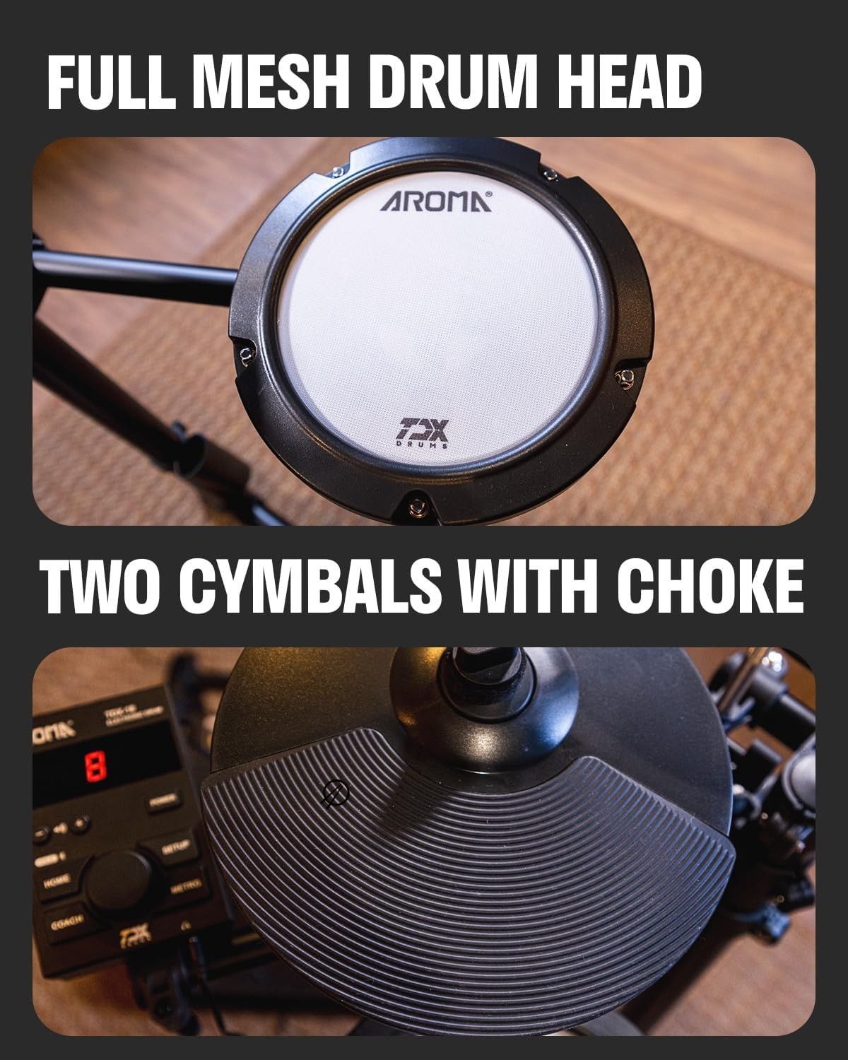 AROMA TDX-18 BATTERIA ELETTRONICA 8 PEZZI CON MODULO SONORO E RACK DI MONTAGGIO