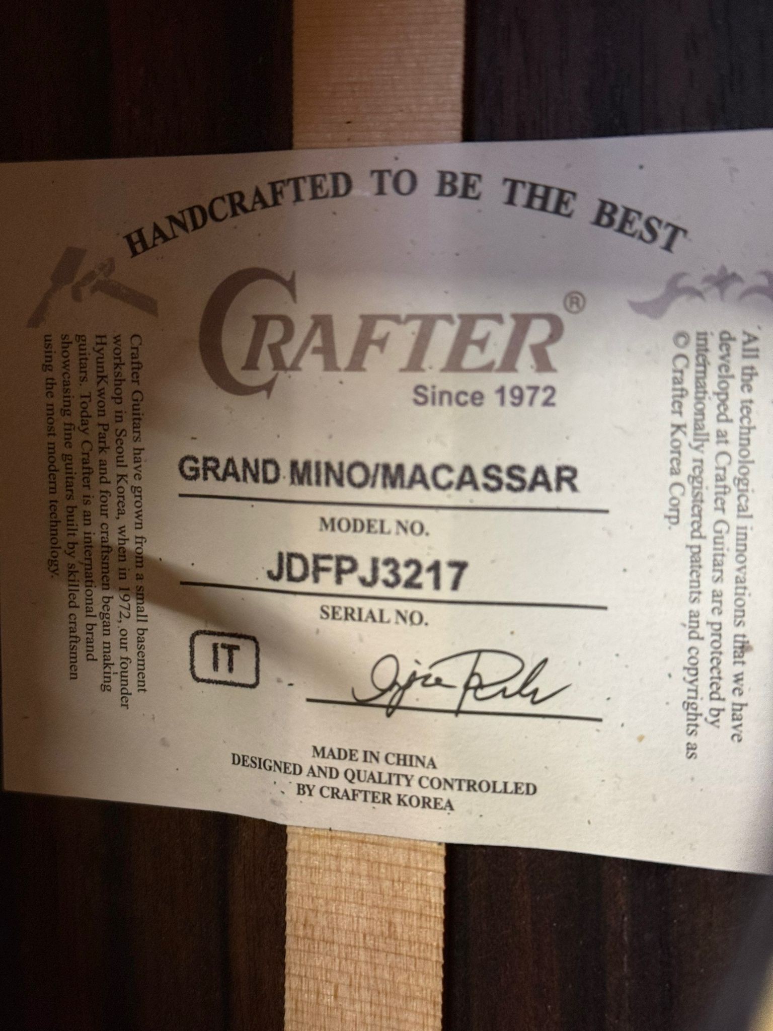 CRAFTER MINO MACASSAR - Chitarra Acustica 3/4 Elettrificata - USATA