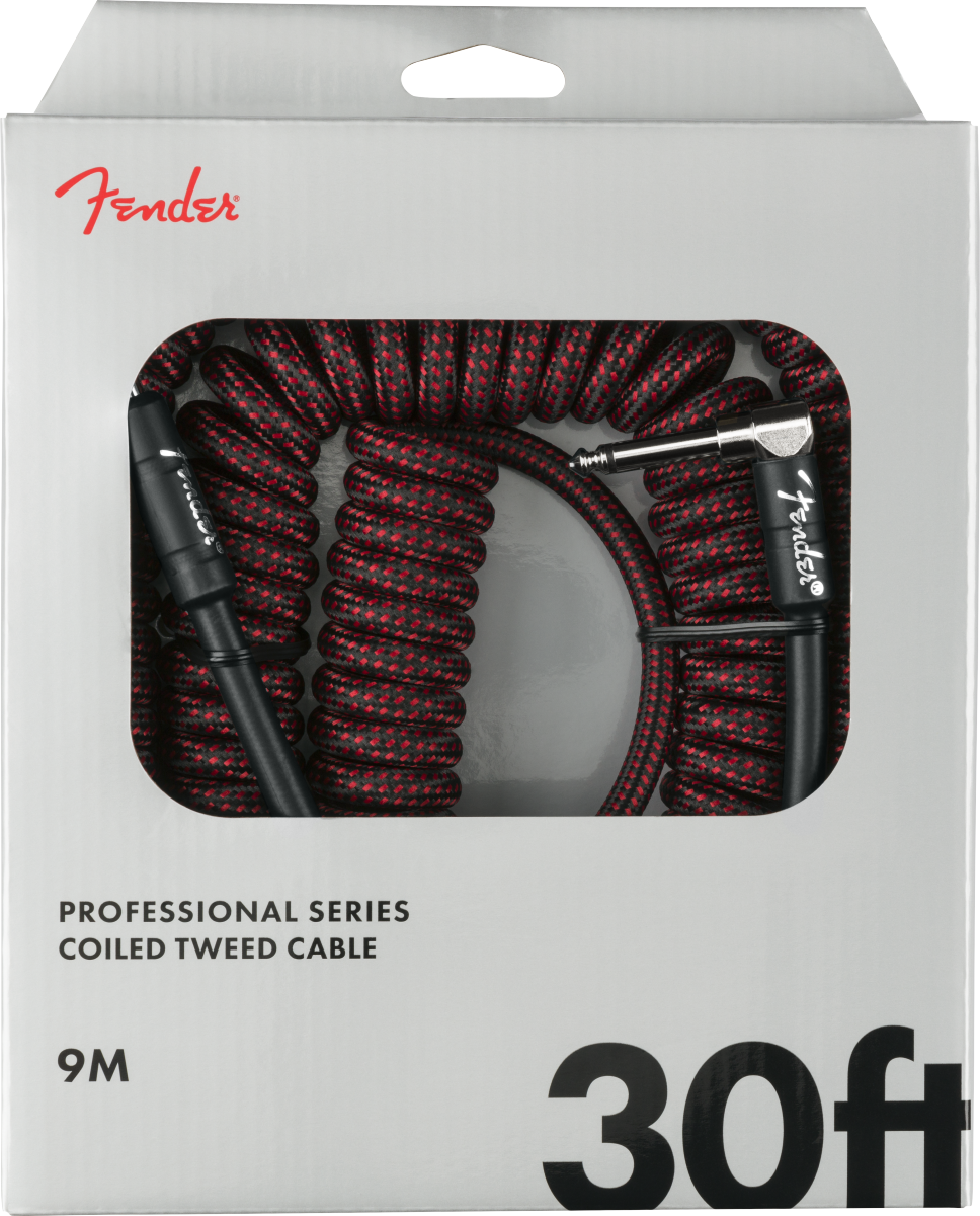 Fender Professional Series Coil Cable, 30', Red Tweed