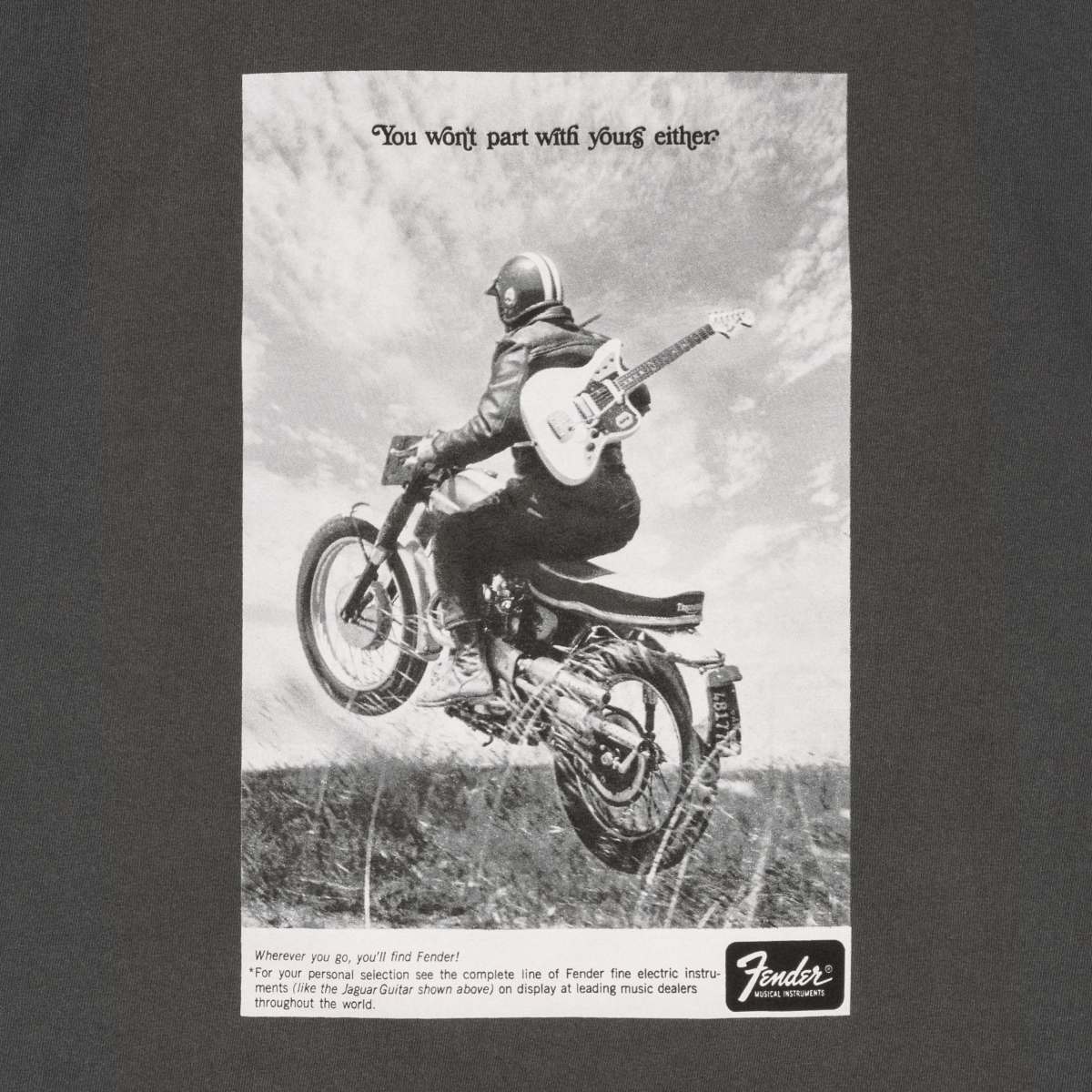 Fender Vintage Ad Biker Tee, Graphite, XXL