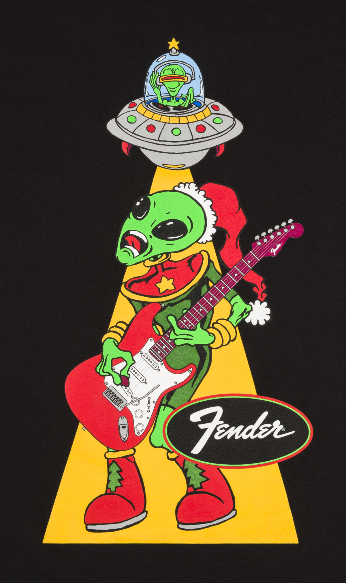 Fender Fender® Ugly Christmas Tee, Alien, Blk, S