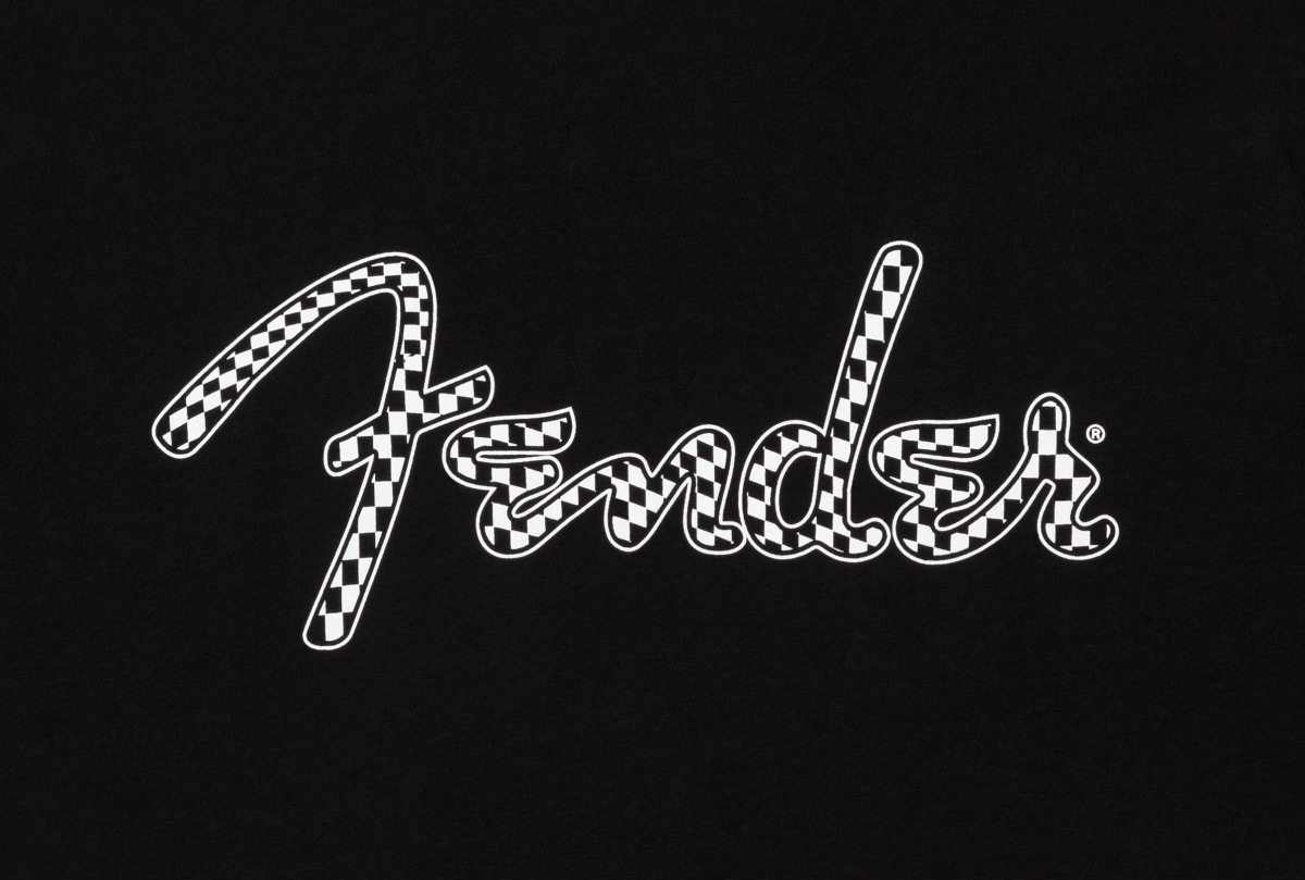 Fender Fender® Spaghetti Logo Wavy Checker Tee, B&W Checker, XL
