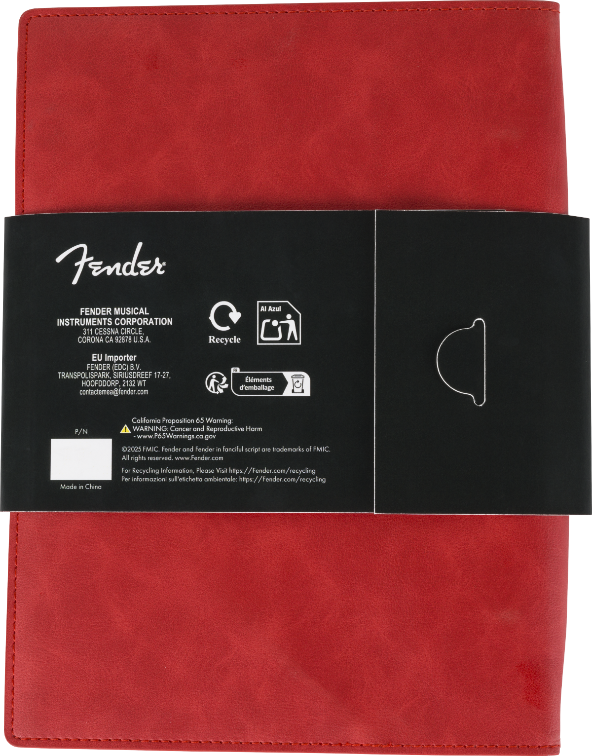 Fender Fender™ Vegan Leather Music Note Book, Dakota Red