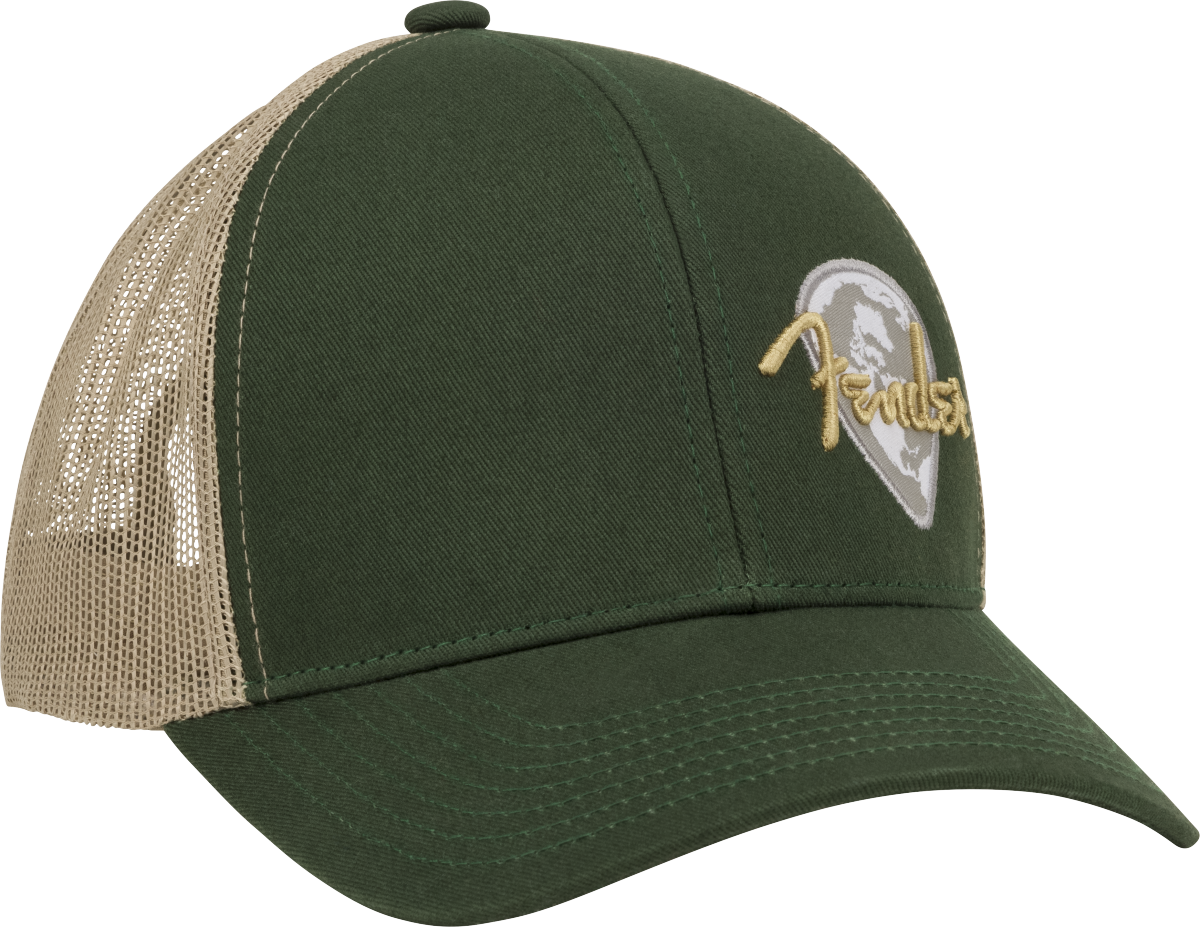 Fender Fender® Globe Pick Patch Hat, Green/Khaki, One Size