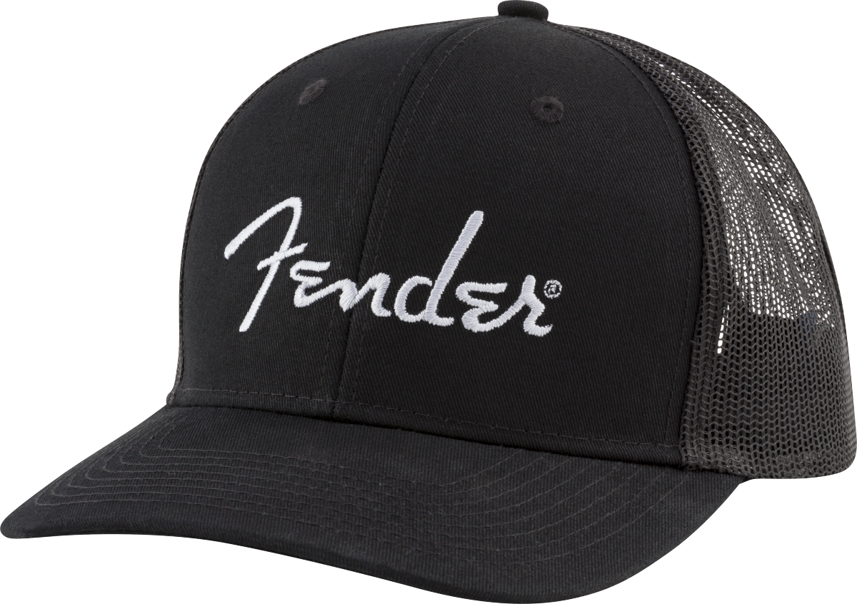 Fender Fender® Silver Thread Logo Snapback Trucker Hat, Black, One Size Fits Most