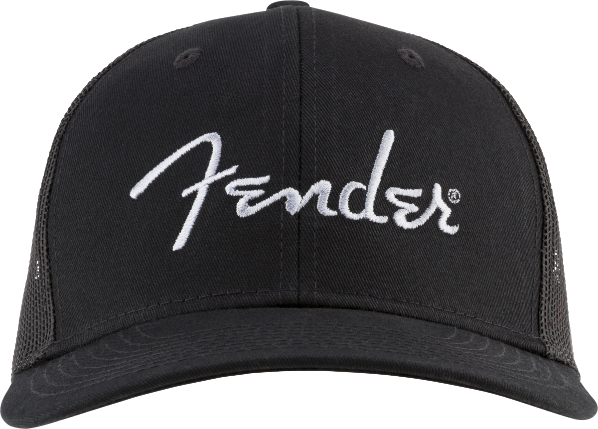 Fender Fender® Silver Thread Logo Snapback Trucker Hat, Black, One Size Fits Most