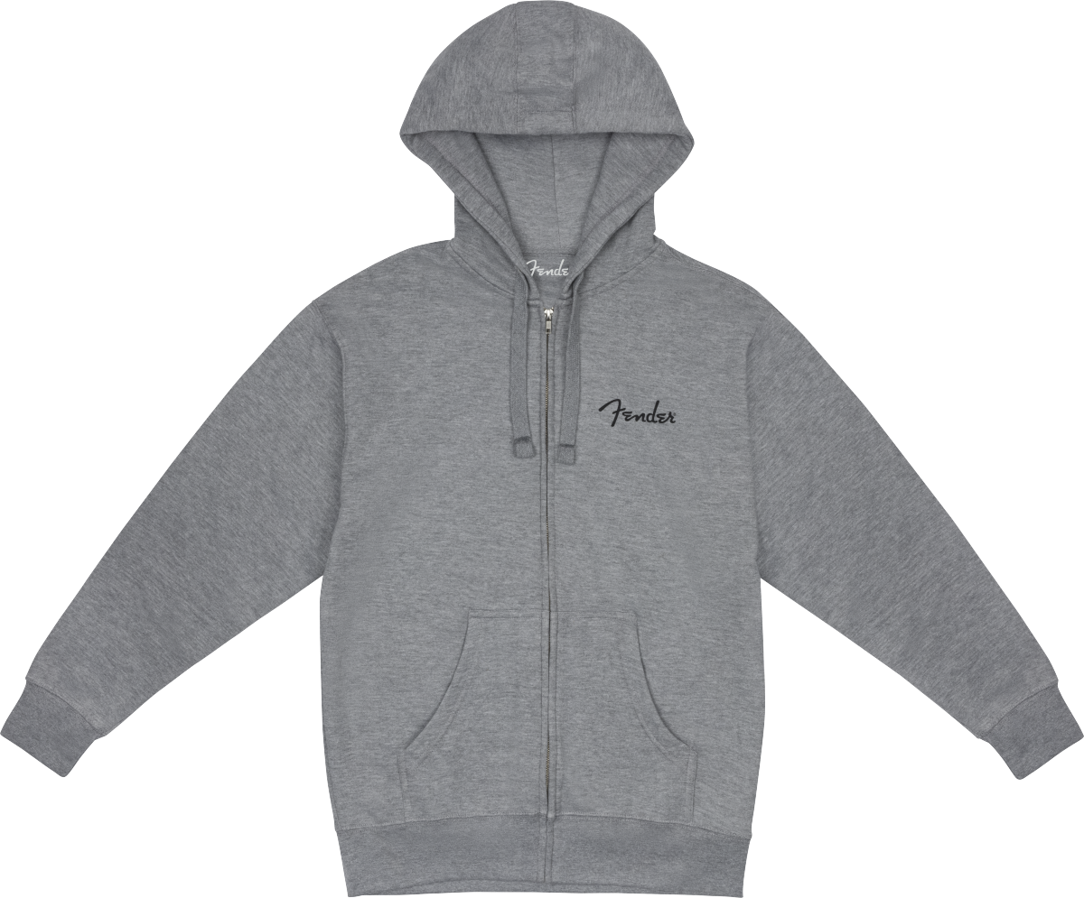 Fender Fender® Spaghetti Small Logo Zip Front Hoodie, Athletic Gray, M