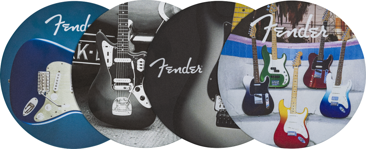 Fender Fender™ Guitars Coasters, 4-Pack, Multi-Color Leather