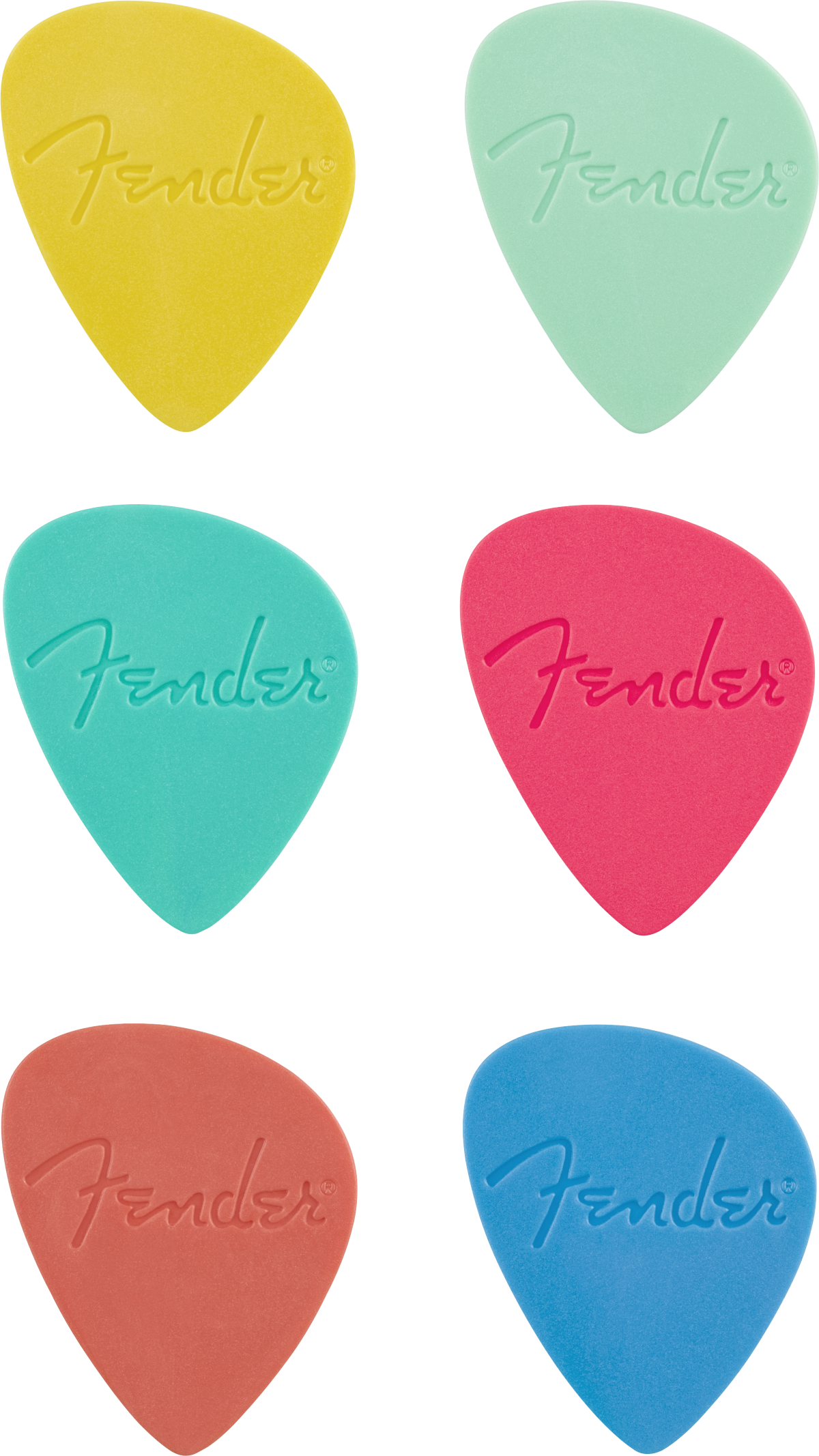 Fender Offset Polycarbonate Picks, Multi-Color (6)