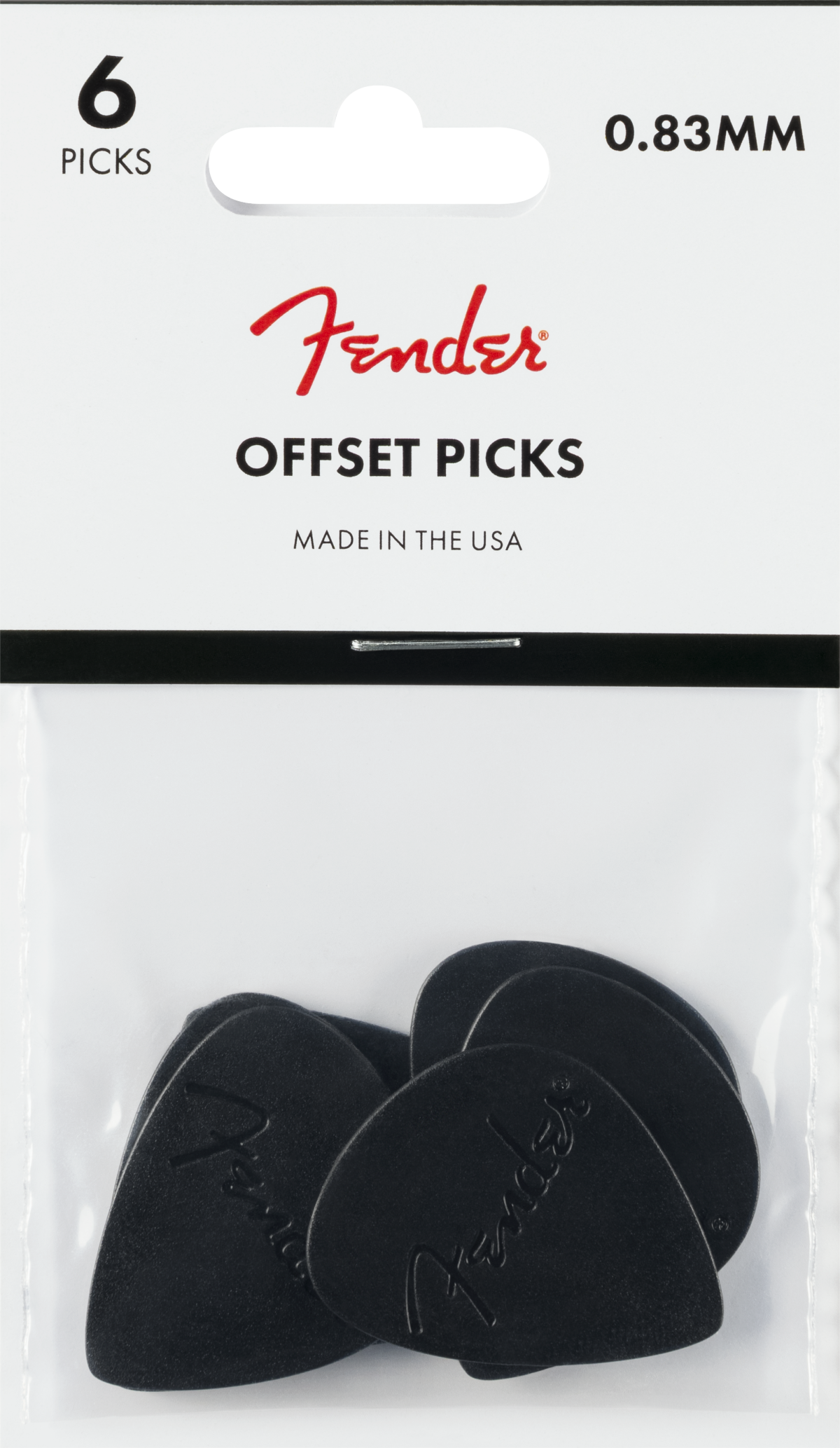 Fender Offset Polycarbonate Picks, Black (6)