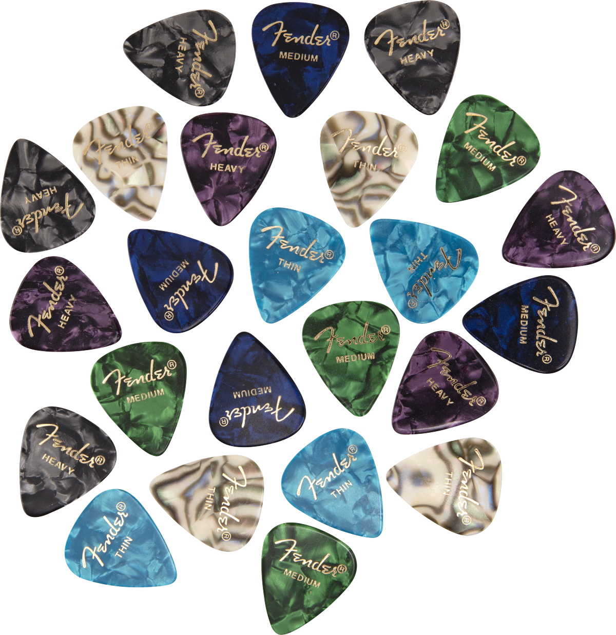 Fender 351 Shape Premium Picks -24 Count Pack, Multi-Color
