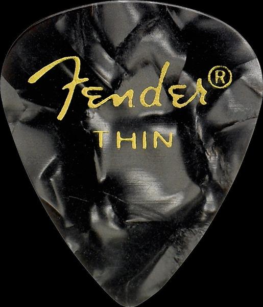 Fender Premium Celluloid 351 Shape Picks, Thin, Black Moto, 12-Pack