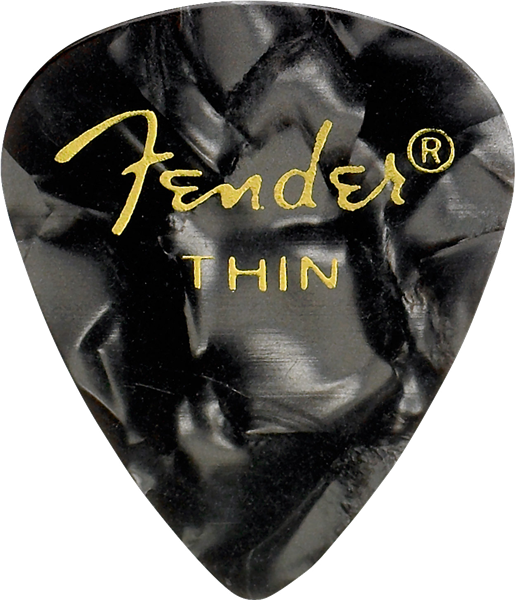 Fender Premium Celluloid 351 Shape Picks, Thin, Black Moto, 12-Pack