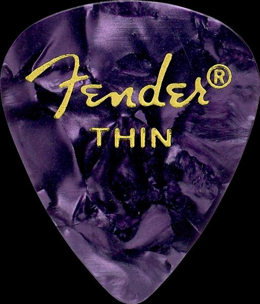 Fender Premium Celluloid 351 Shape Picks, Thin, Purple Moto, 12-Pack