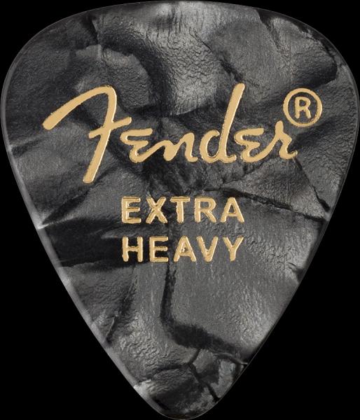 Fender 351 Shape Premium Picks, Extra Heavy, Black Moto, 12 Count