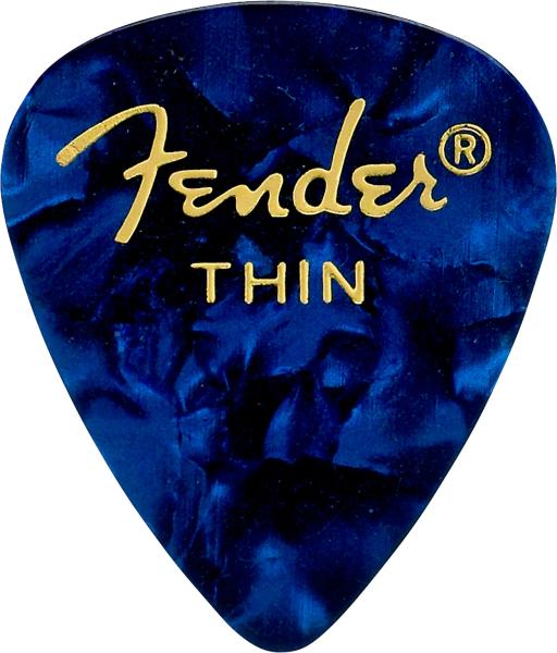 Fender Premium Celluloid 351 Shape Picks, Thin, Blue Moto, 12-Pack