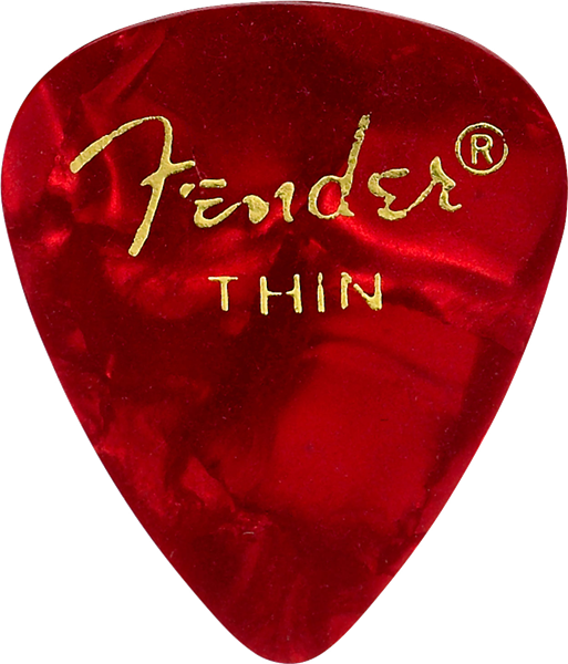 Fender Premium Celluloid 351 Shape Picks, Thin, Red Moto, 12-Pack