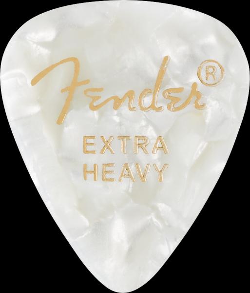 Fender 351 Shape Premium Picks, Extra Heavy, White Moto, 12 Count