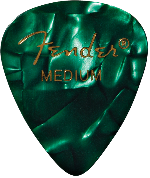Fender Premium Celluloid 351 Shape Picks, Medium, Green Moto, 12-Pack