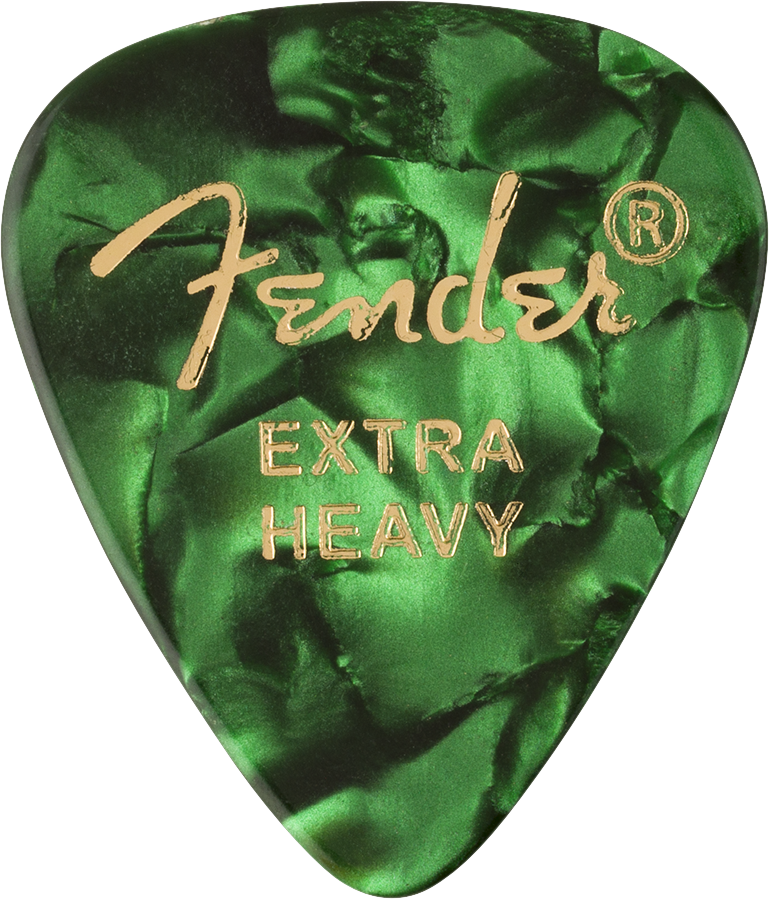 Fender 351 Shape Premium Picks, Extra Heavy, Green Moto, 12 Count