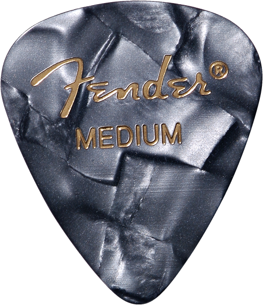Fender Premium Celluloid 351 Shape Picks, Medium, Black Moto, 12-Pack