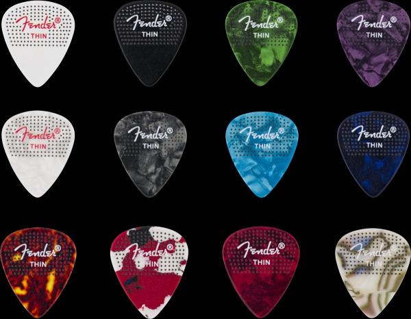 Fender 351 Dotted Celluloid Picks, 12-Pack, Thin