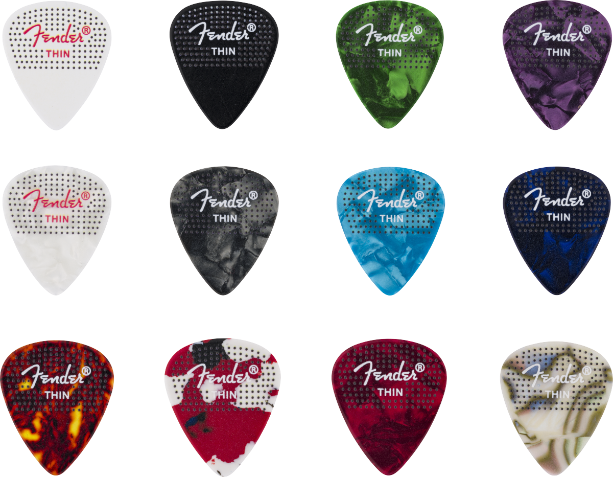 Fender 351 Dotted Celluloid Picks, 12-Pack, Thin