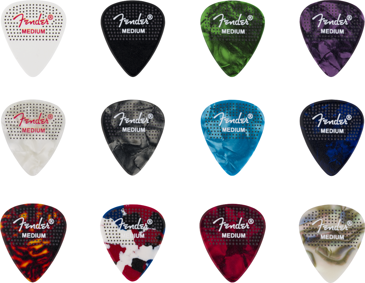 Fender 351 Dotted Celluloid Picks, 12-Pack, Medium