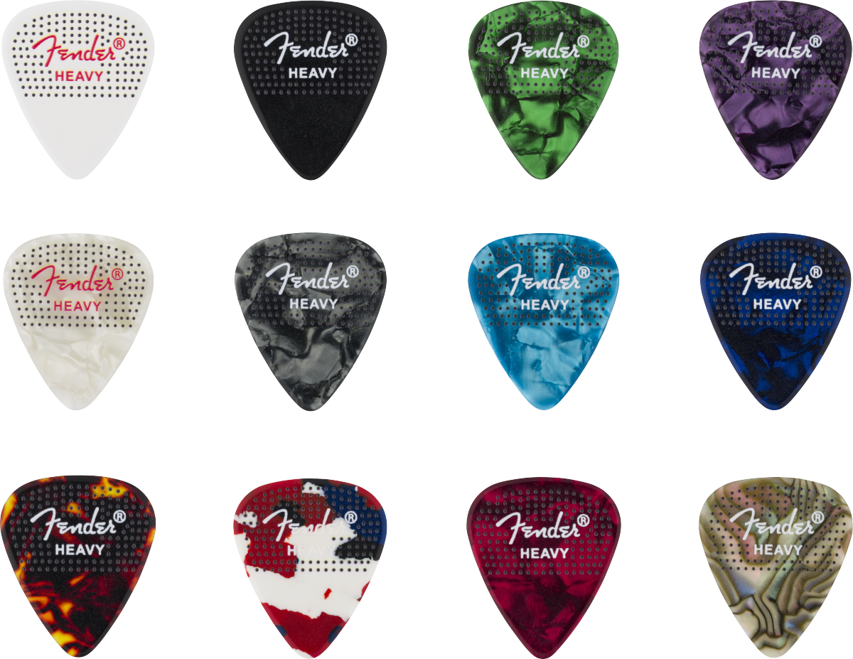 Fender 351 Dotted Celluloid Picks, 12-Pack, Heavy