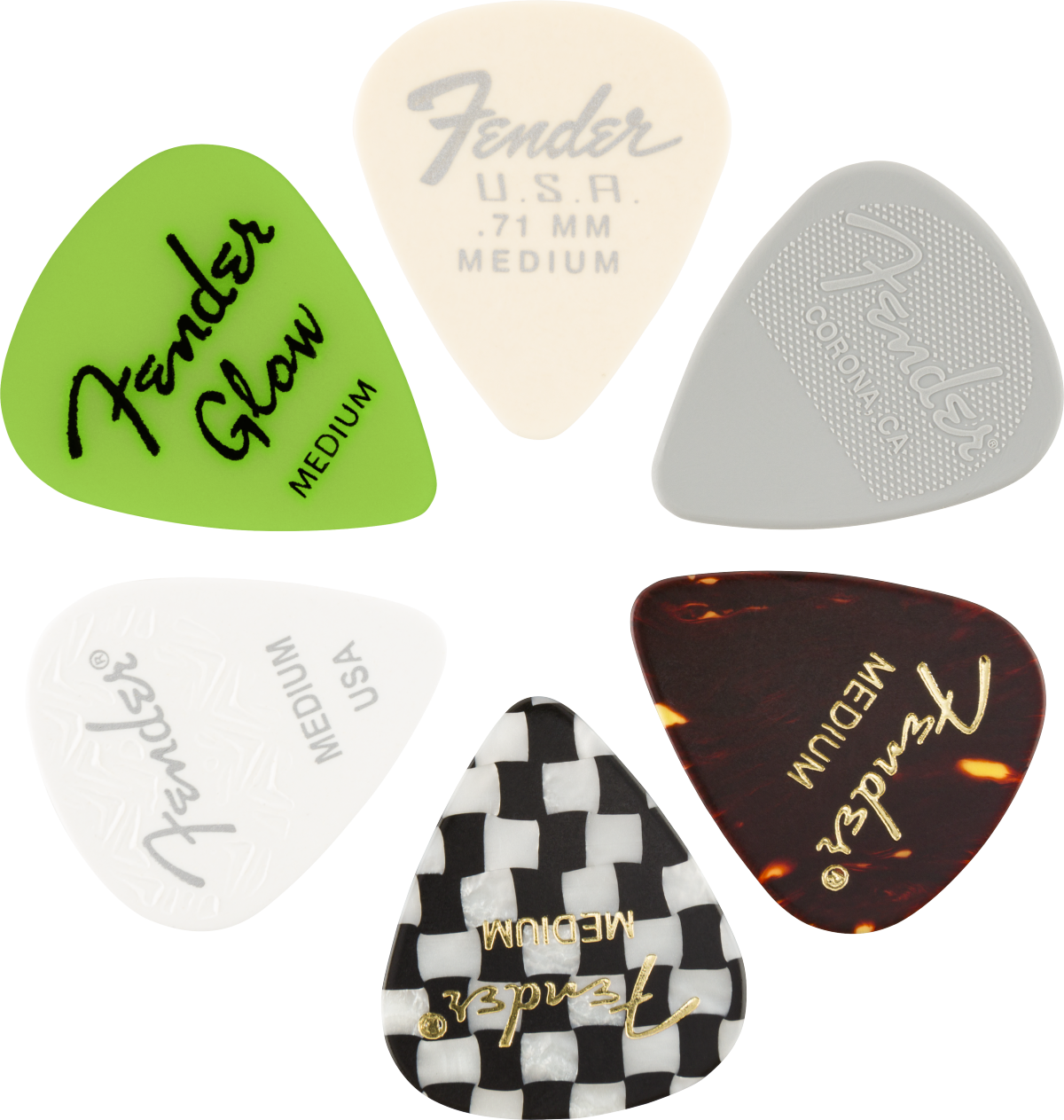 Fender 351 Shape, Material Medley, Medium, (6)