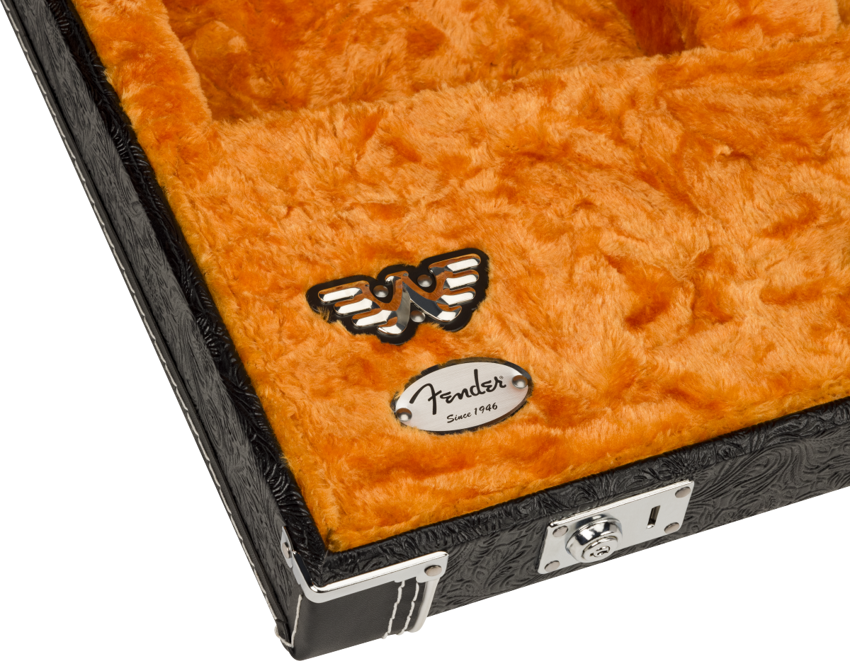 Fender Waylon Jennings Strat/Tele Case, Black Tooled Leather