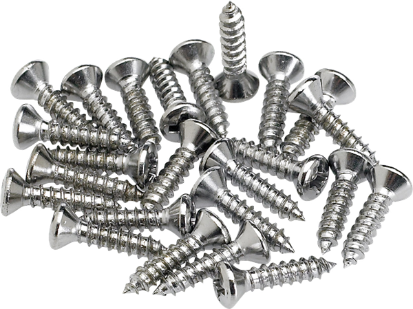 Fender Pickguard/Control Plate Mounting Screws (24) (Chrome)