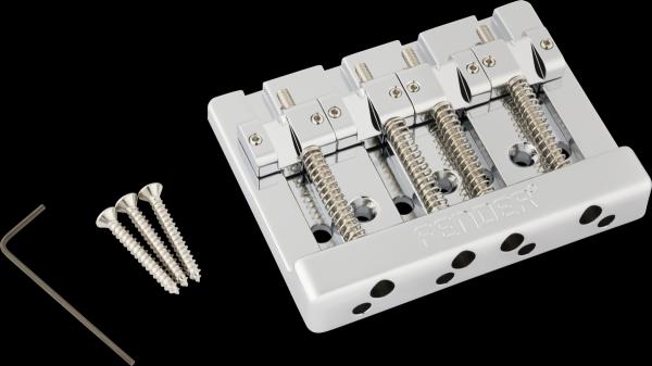 Fender Fender® HiMass™ String-Through 4-String Bass Bridge Assembly With Brass Saddles, Chrome