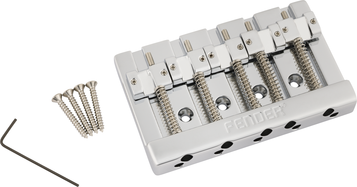 Fender Fender® HiMass™ 5-String Bass Wide Bridge Assembly With Zinc Saddles, Chrome