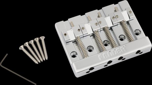Fender Fender® HiMass™ 4-String Bass Bridge Assembly With Brass Saddles, Chrome
