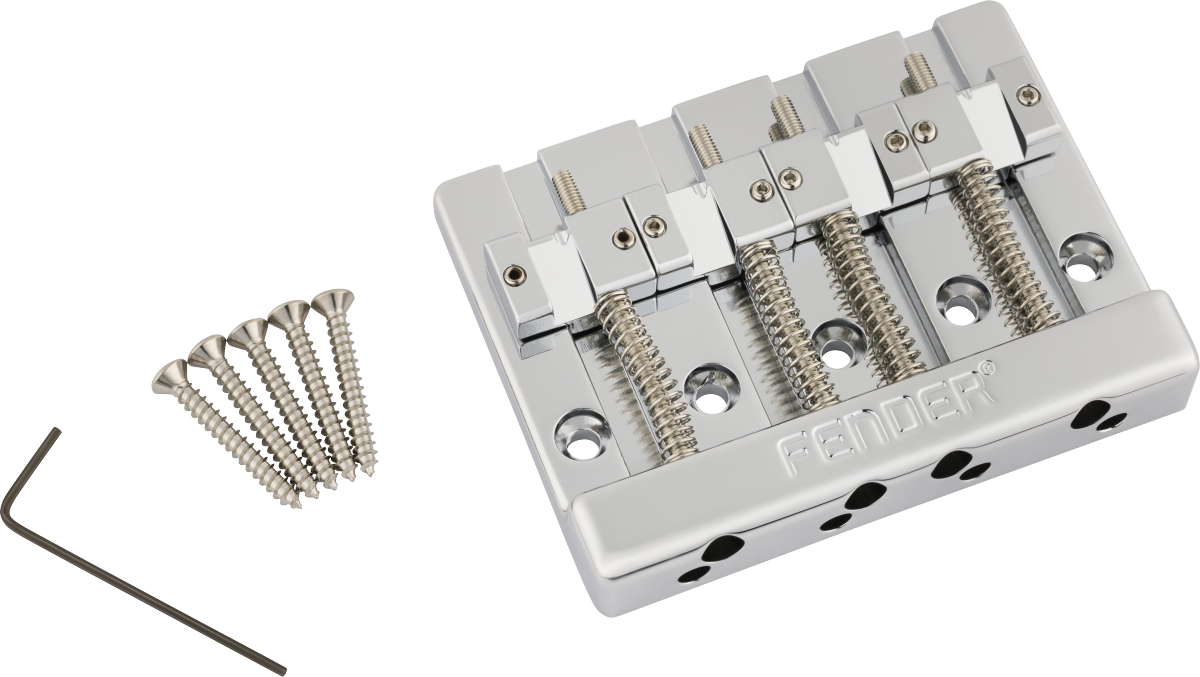 Fender Fender® HiMass™ 4-String Bass Bridge Assembly With Brass Saddles, Chrome