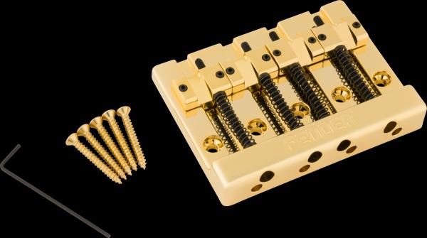 Fender Fender® HiMass™ 4-String Bass Bridge Assembly With Brass Saddles, Gold