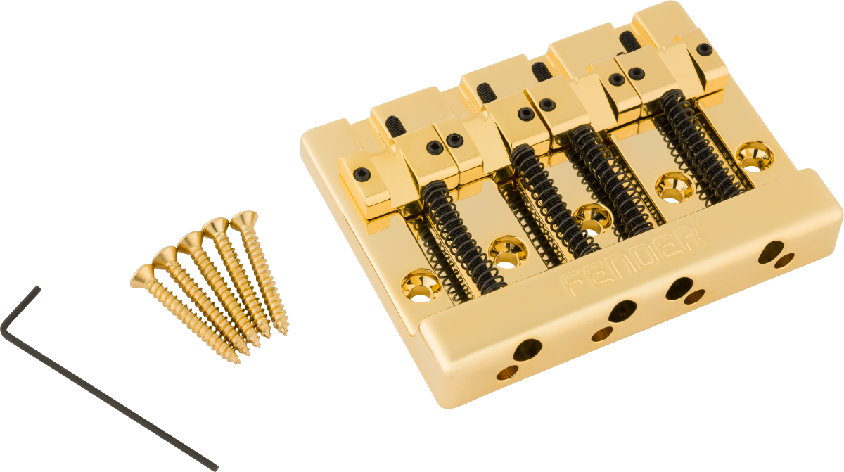 Fender Fender® HiMass™ 4-String Bass Bridge Assembly With Brass Saddles, Gold