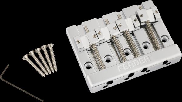 Fender Fender® HiMass™ 4-String Bass Bridge Assembly With Zinc Saddles, Chrome