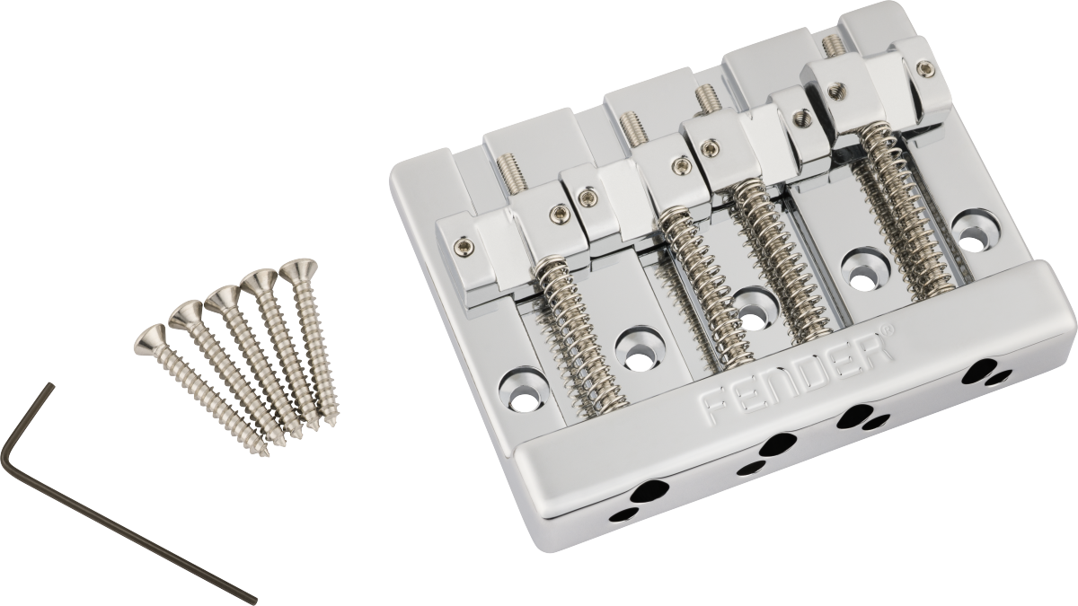 Fender Fender® HiMass™ 4-String Bass Bridge Assembly With Zinc Saddles, Chrome