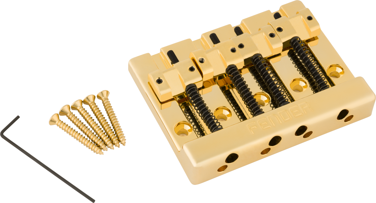 Fender Fender® HiMass™ 4-String Bass Bridge Assembly With Zinc Saddles, Gold