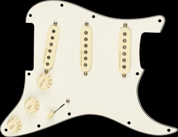 Fender Pre-Wired Strat Pickguard, Vintage Noiseless SSS, Parchment 11 Hole PG