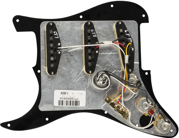 Fender Pre-Wired Strat Pickguard, Tex-Mex SSS, Black 11 Hole PG