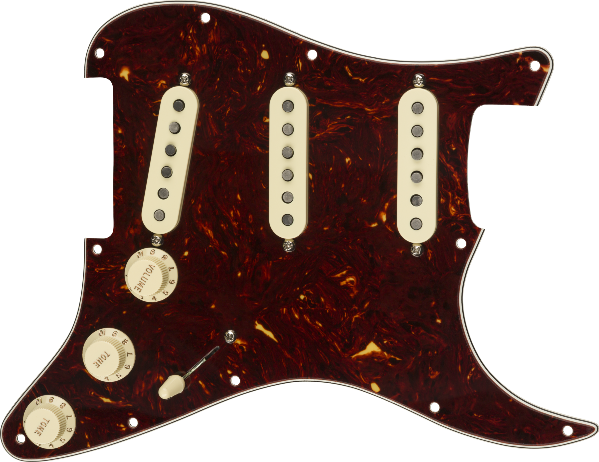 Fender Pre-Wired Strat Pickguard, Custom Shop Texas Special SSS, Tortoise Shell 11 Hole PG
